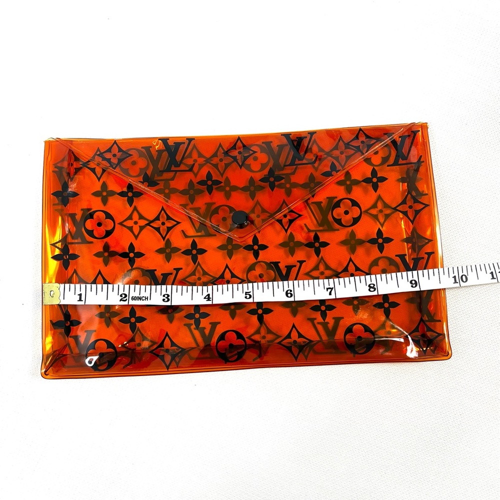 Louis Vuitton PVC Monogram Printed Envelope Pouch in orange transparent plastic - Picture 10 of 16